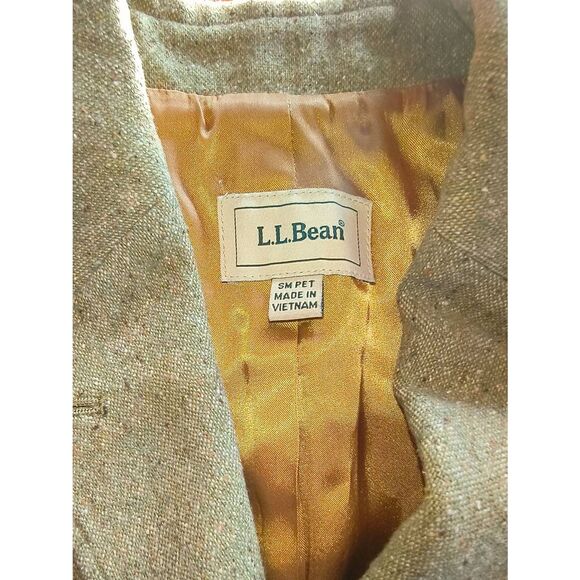 L.L.Bean women's wool silk-blend blazer muted green tweed vintage Size Small pet - Picture 3 of 13
